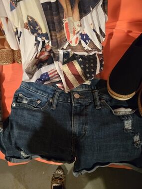Women's Dark Blue Distressed Boyfriend Denim Shorts
